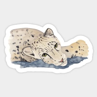 Snow Leopard Lounging Sticker